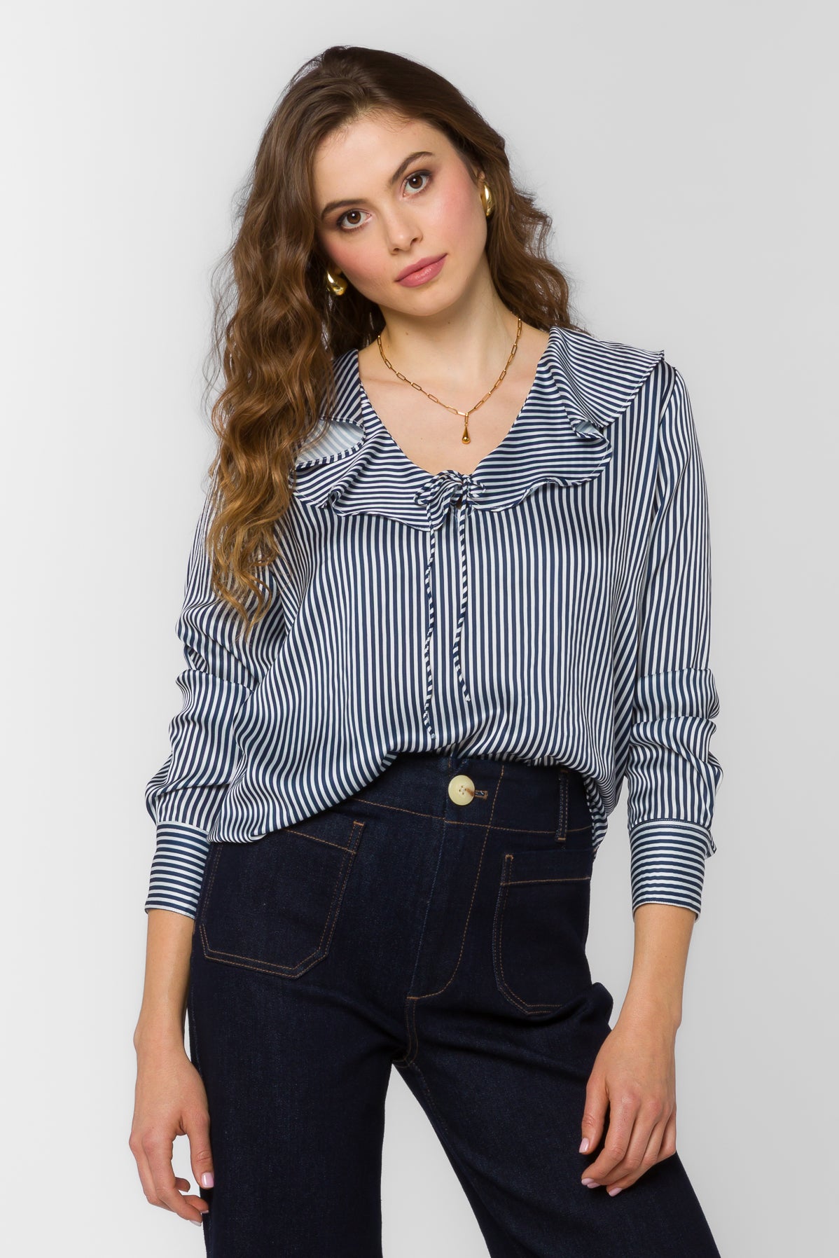 Madelyn Blue Stripe Blouse – Velvet Heart Clothing