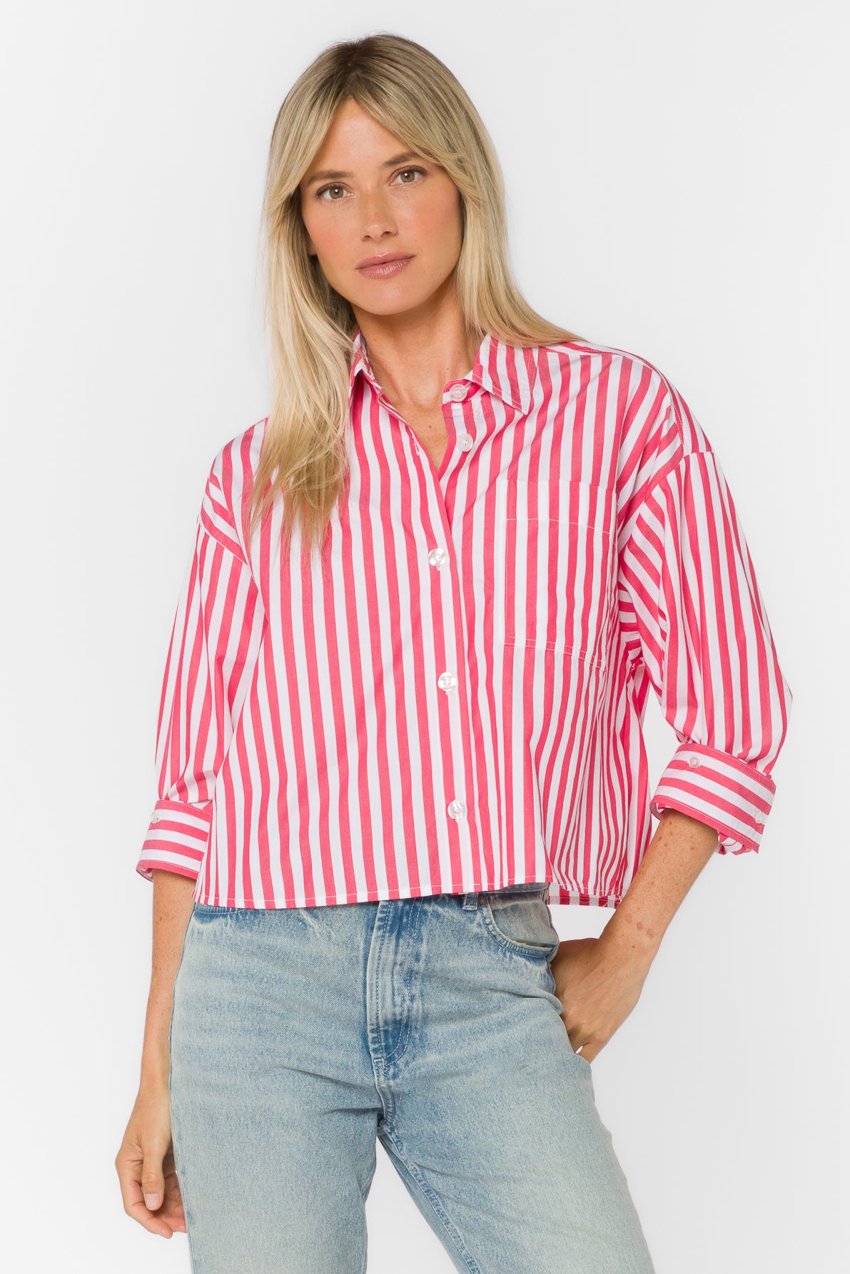 Stormi Raspberry Stripe Shirt – Velvet Heart Clothing
