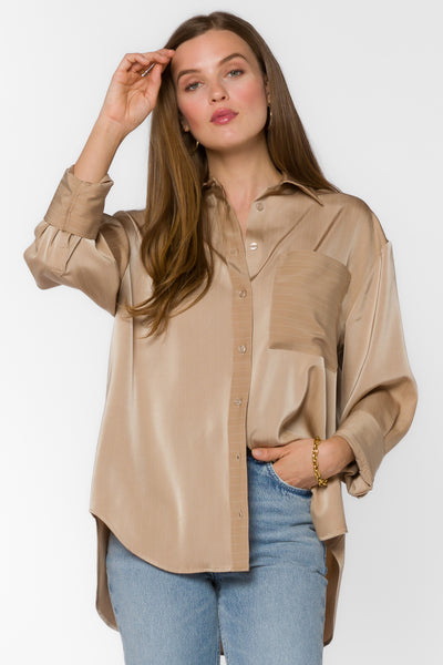 Sutton Taupe Stripe Shirt - Tops - Velvet Heart Clothing