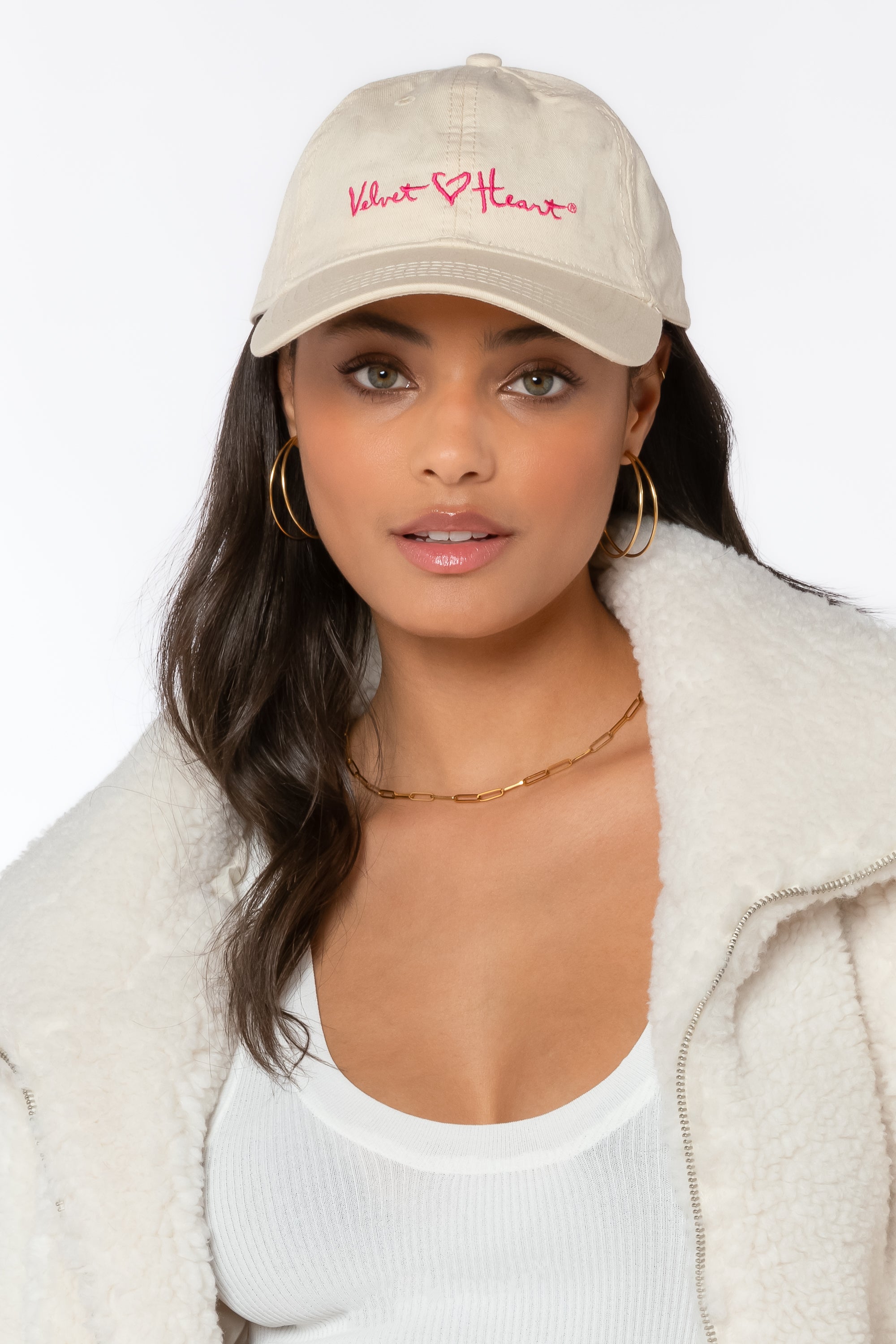 Cream Baseball Cap Velvet Heart Clothing