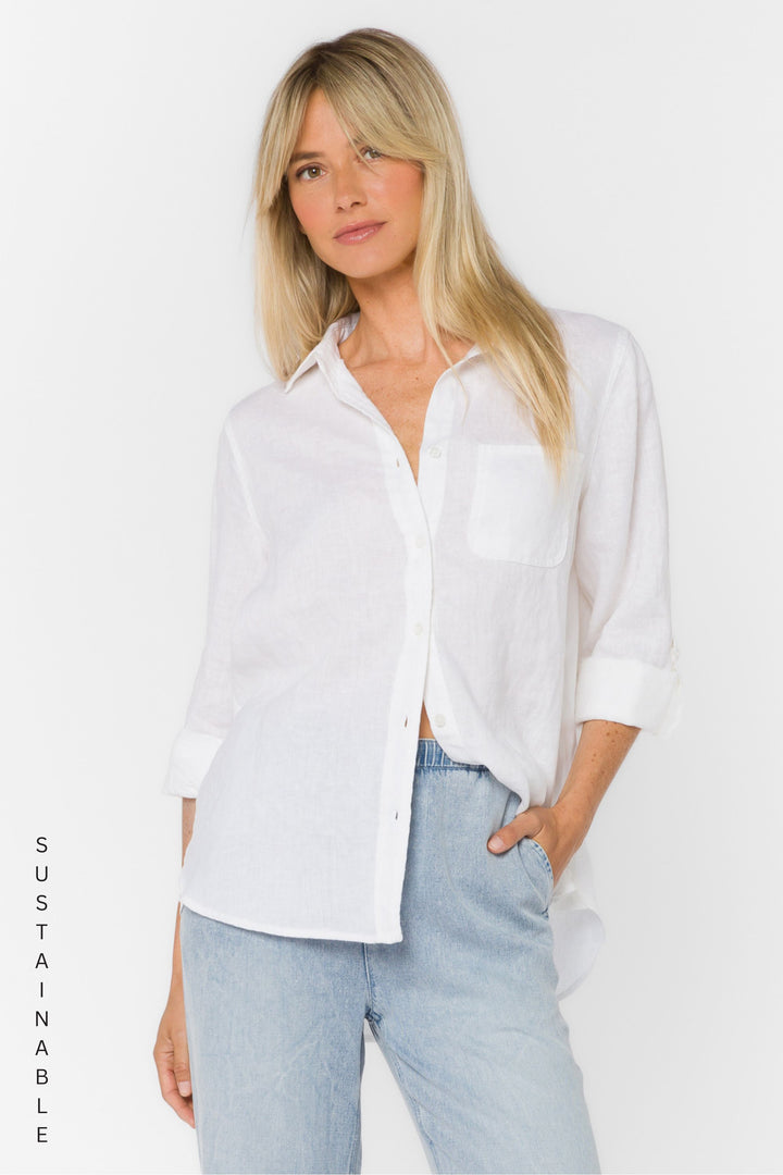 Elisa Optic White Shirt - Tops - Velvet Heart Clothing