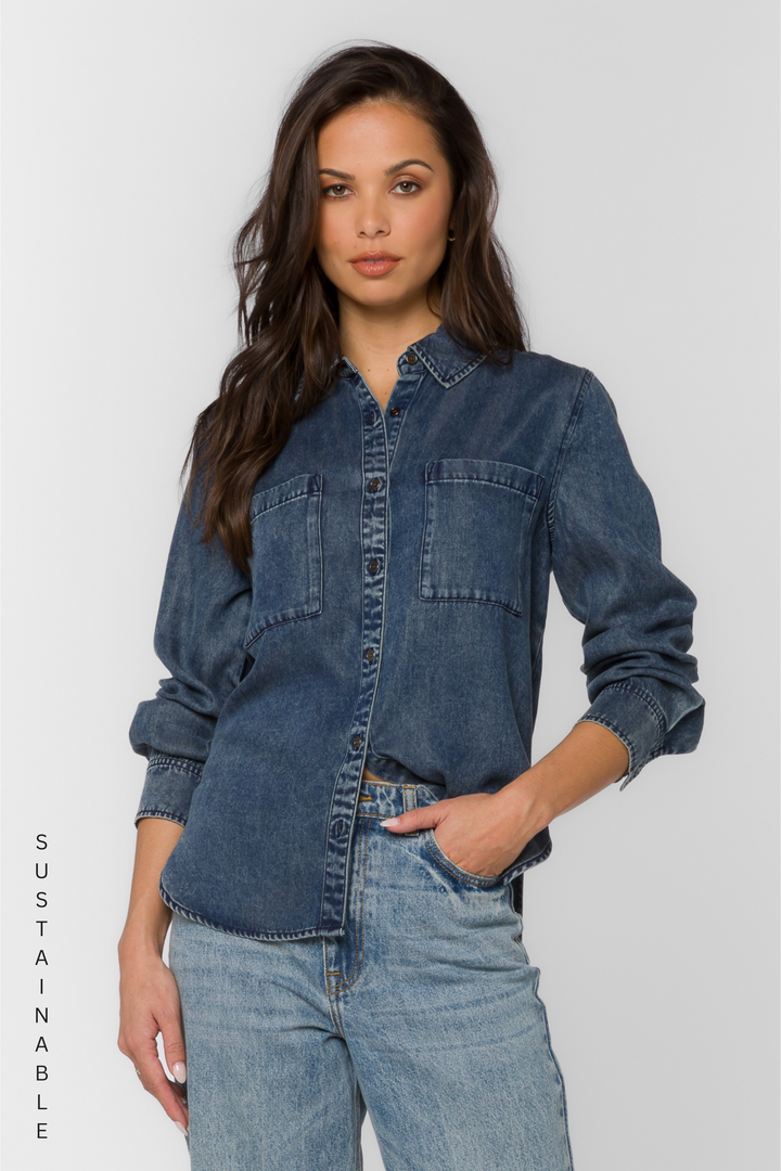 James Deep Blue Shirt - Tops - Velvet Heart Clothing