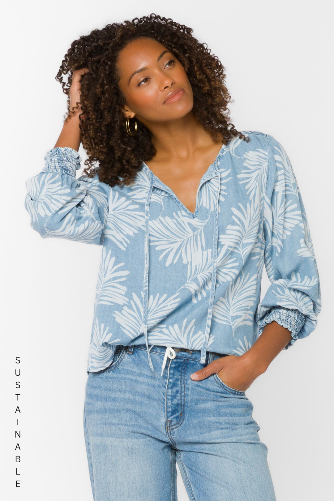 Penny Palm Leaf Top - Tops - Velvet Heart Clothing