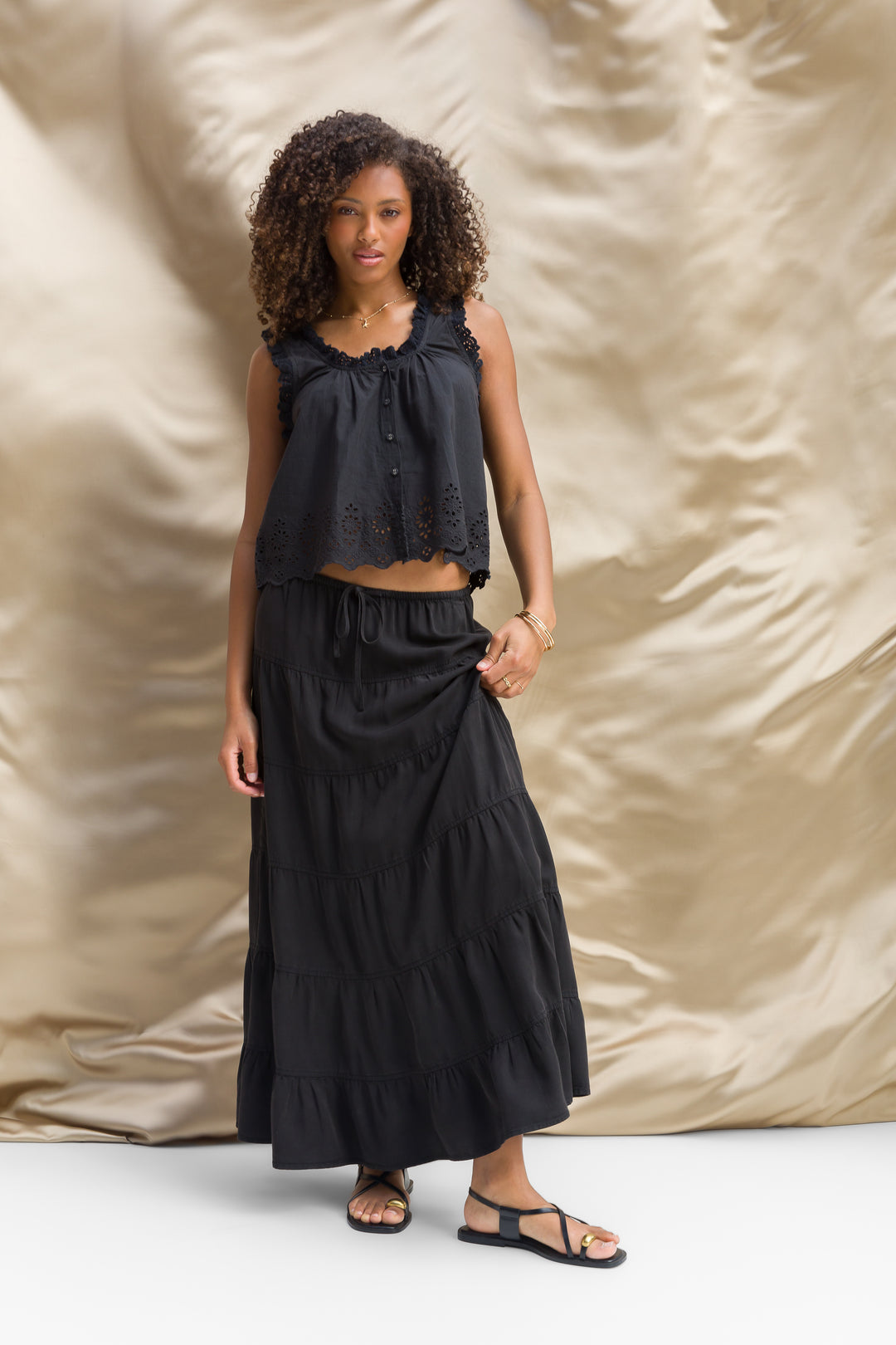 Rosabel Black Tank - Tops - Velvet Heart Clothing