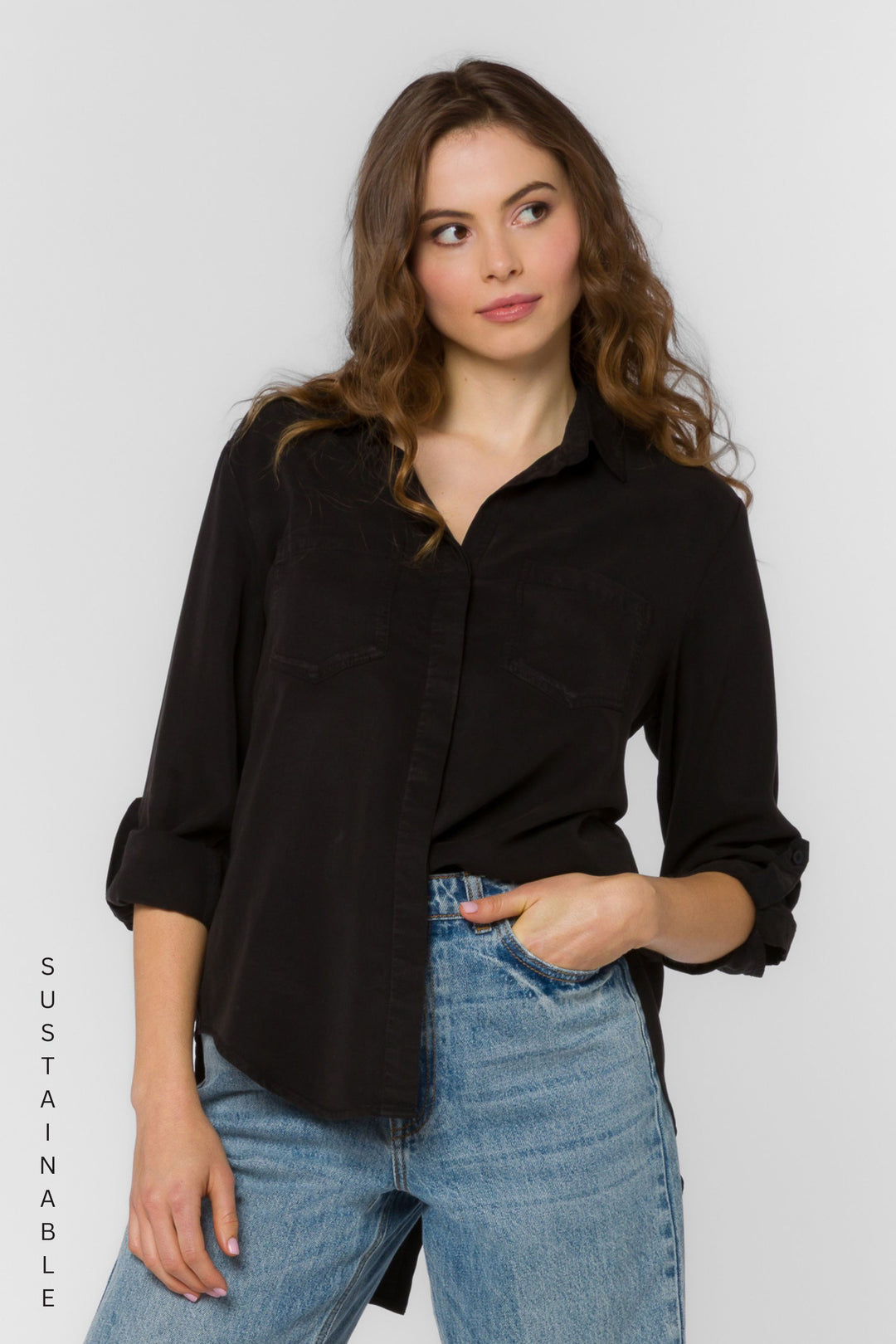 Riley Black Shirt - Tops - Velvet Heart Clothing