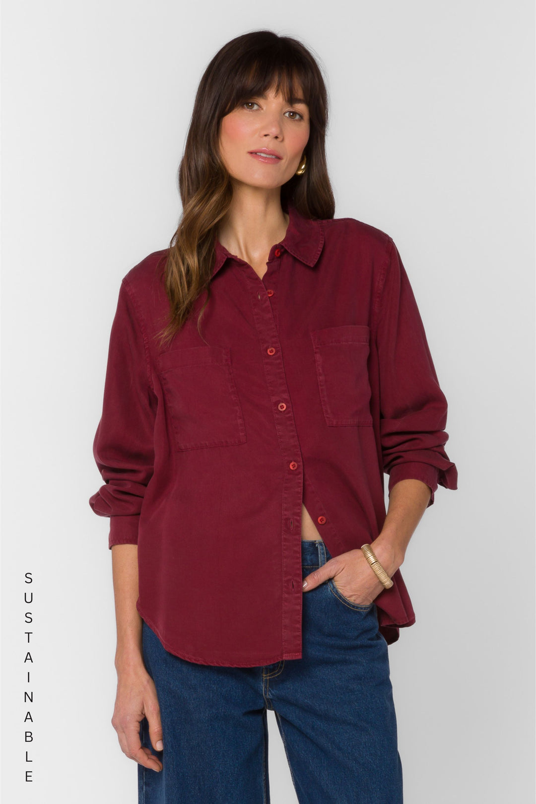 James Bordeaux Shirt - Tops - Velvet Heart Clothing