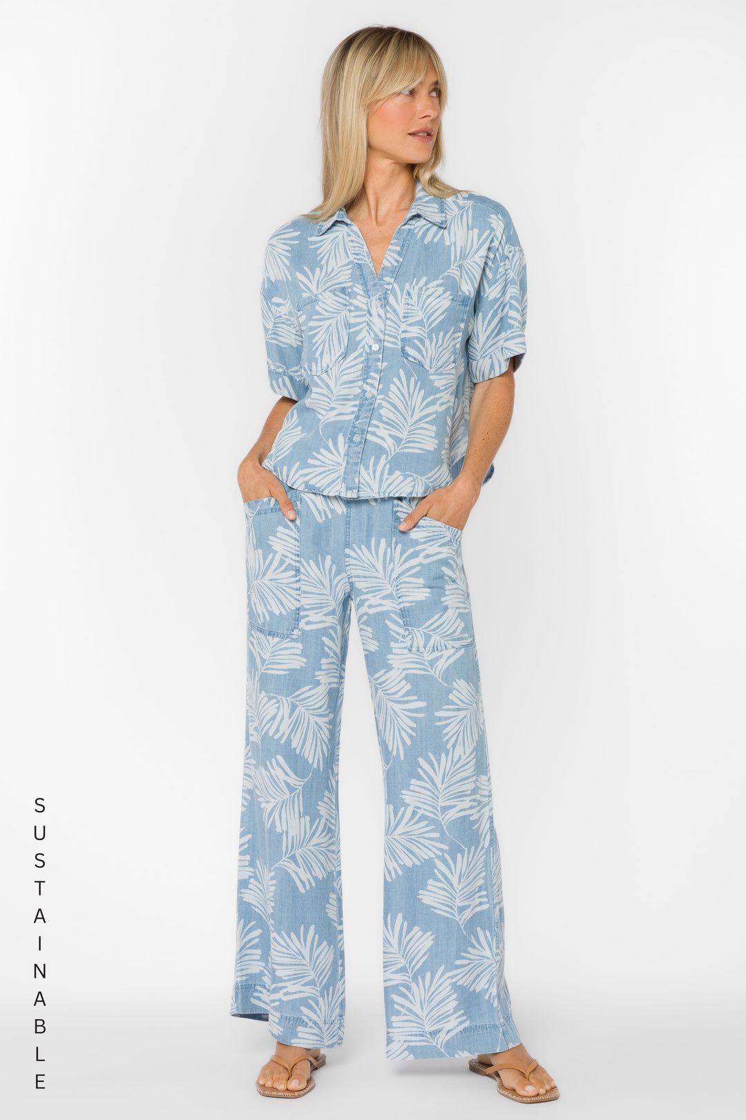 Aleah Palm Leaf Pants - Pants - Velvet Heart Clothing