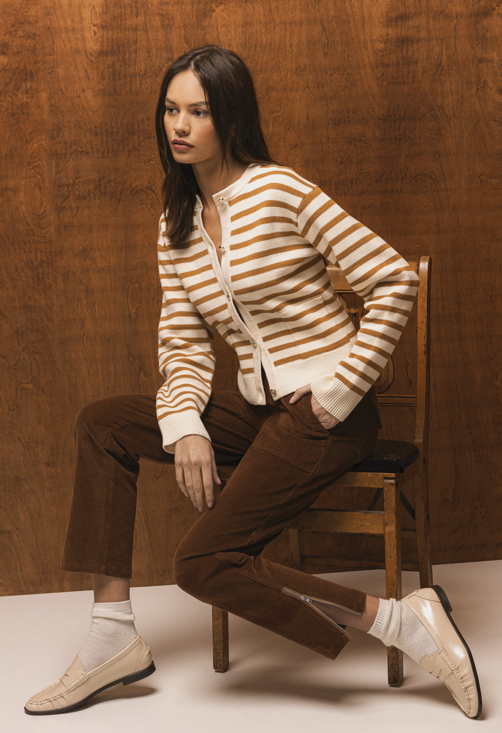 Melinda Burlap Stripe Cardigan - Sweaters - Velvet Heart Clothing