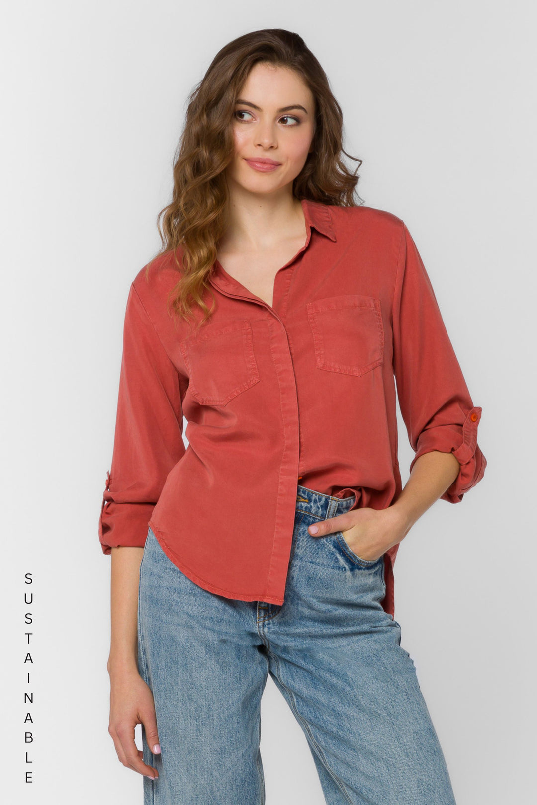 Riley Burnt Brick Shirt - Tops - Velvet Heart Clothing