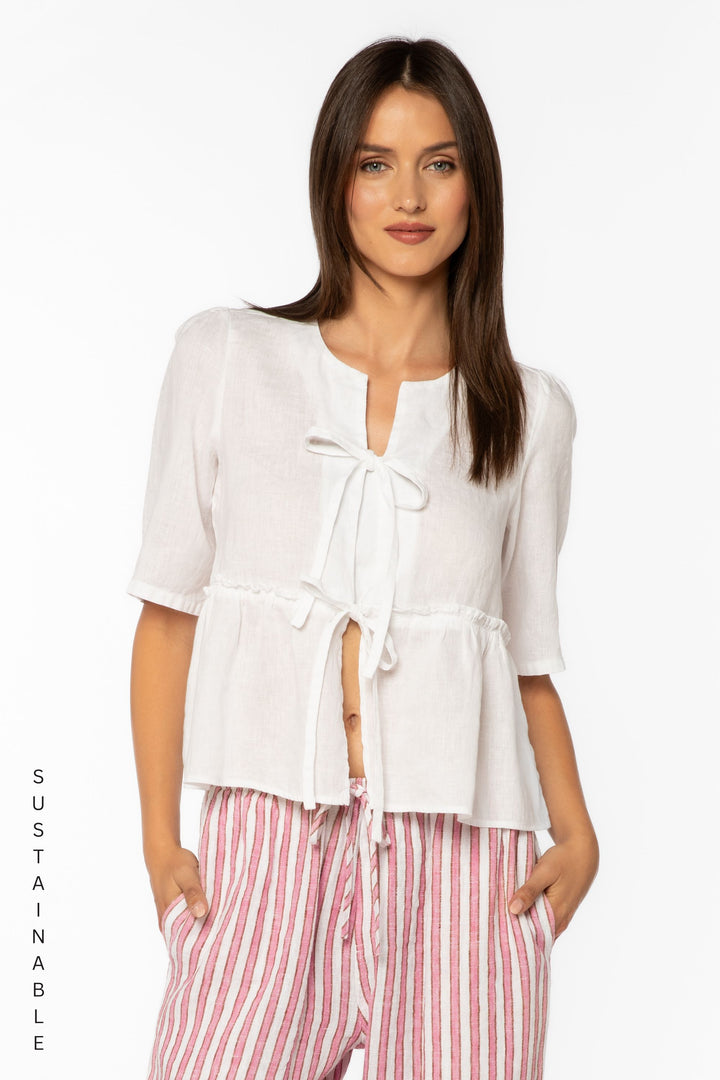 Bevie Optic White Top - Tops - Velvet Heart Clothing