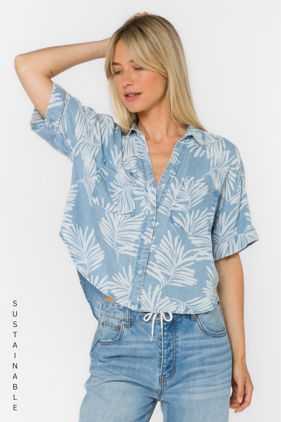 Brandon Palm Leaf Shirt - Tops - Velvet Heart Clothing