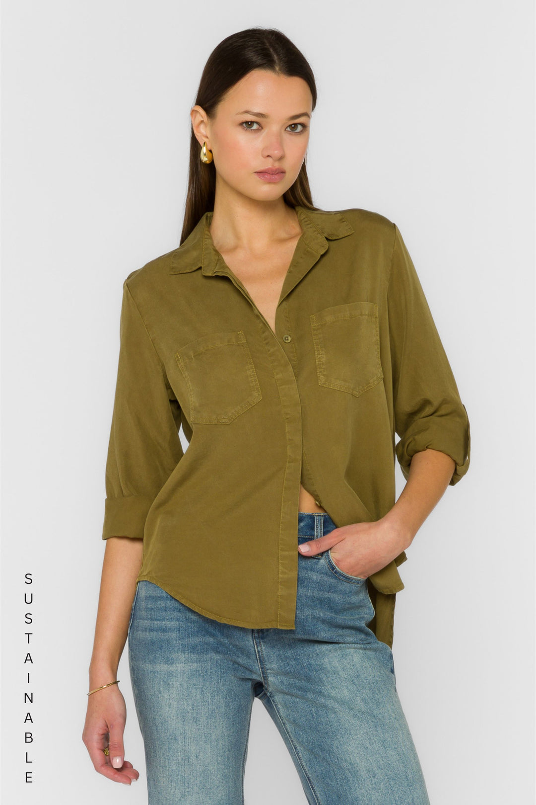 Riley Olive Shrub Shirt - Tops - Velvet Heart Clothing