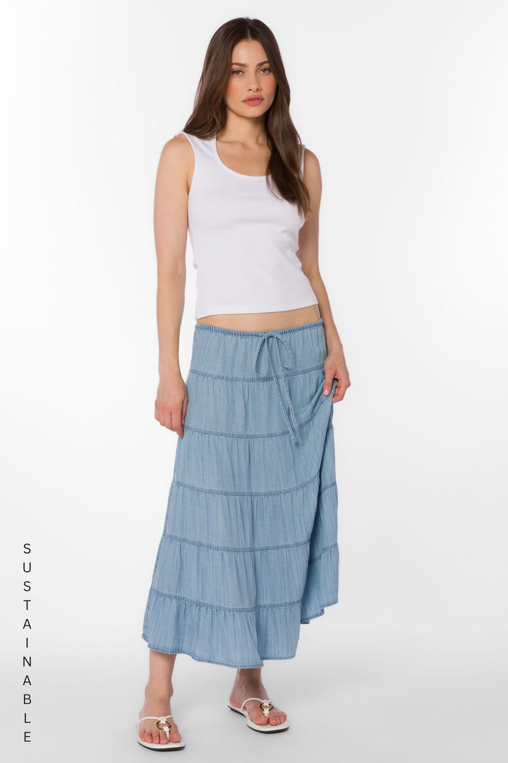 Claremont Classic Indigo Skirt - Bottoms - Velvet Heart Clothing