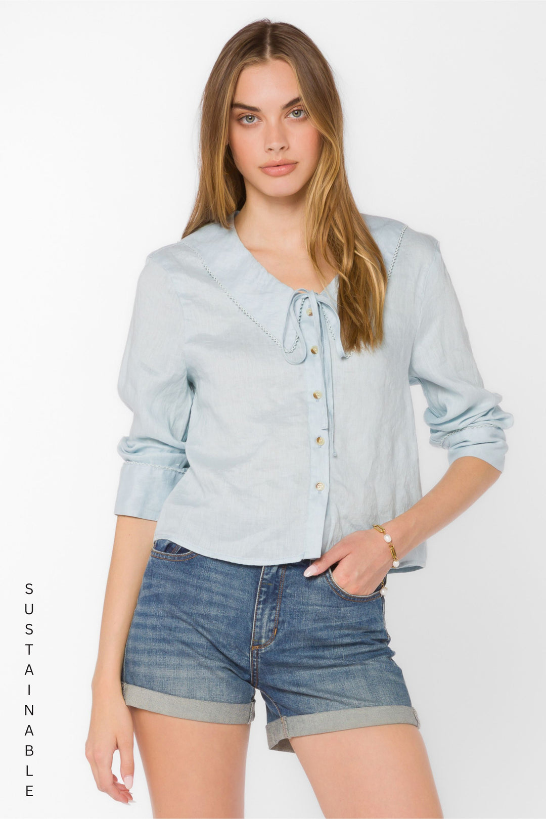 Chelina Blue Shirt - Tops - Velvet Heart Clothing