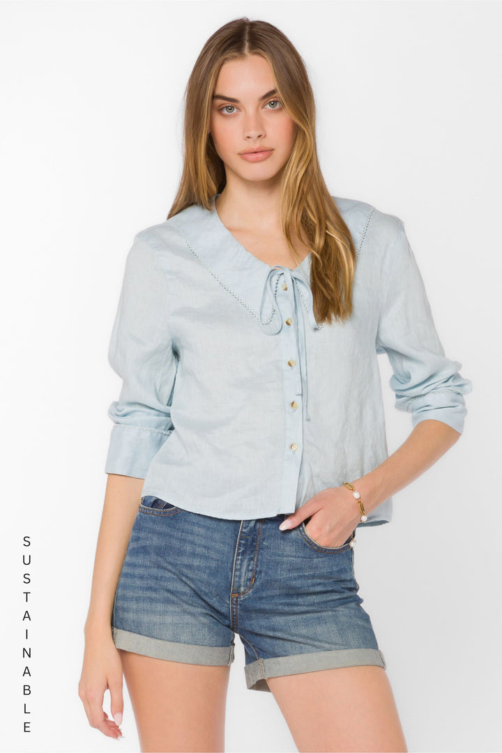 Chelina Blue Shirt - Tops - Velvet Heart Clothing
