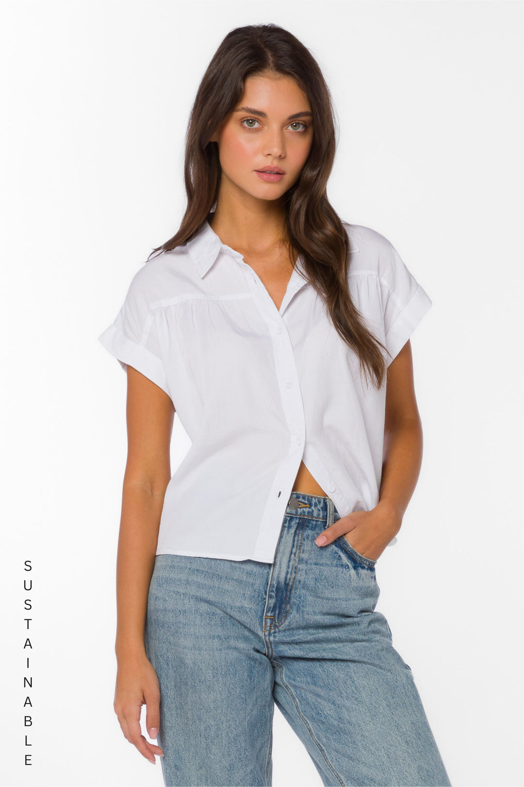 Xander Optic White Shirt - Tops - Velvet Heart Clothing