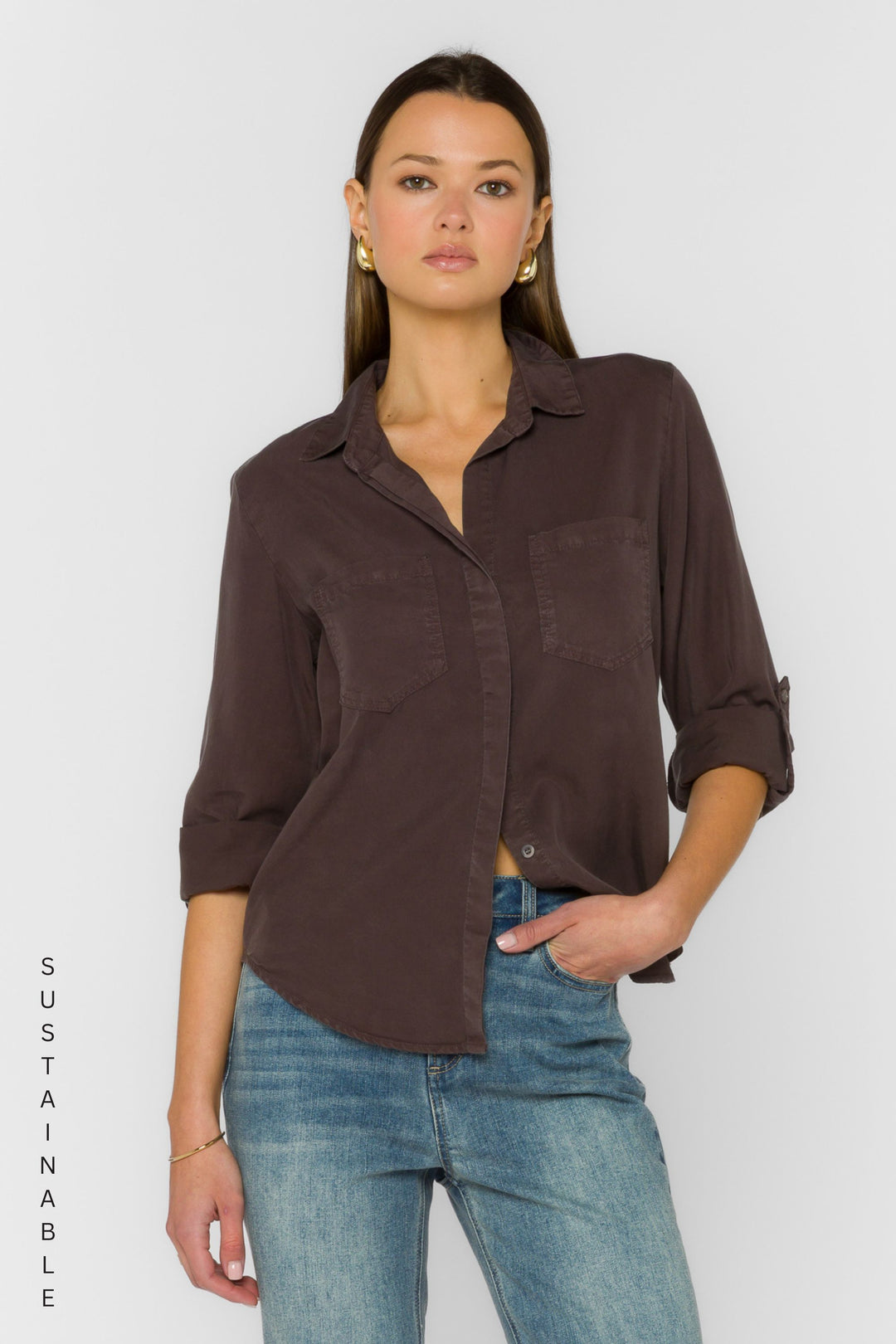 Riley Walnut Timber Shirt - Tops - Velvet Heart Clothing