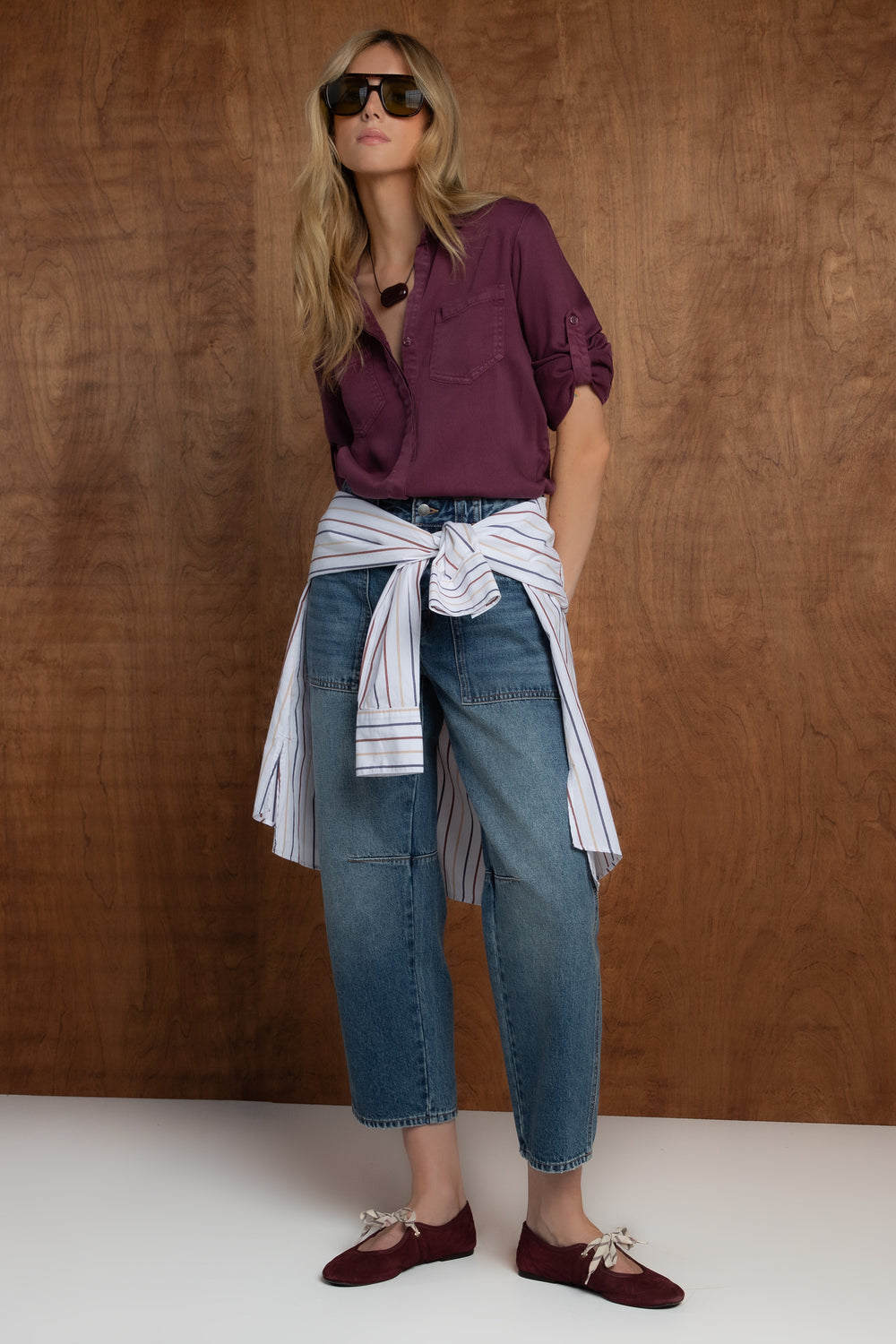 Riley Plum Tencel Shirts - Tops - Velvet Heart Clothing