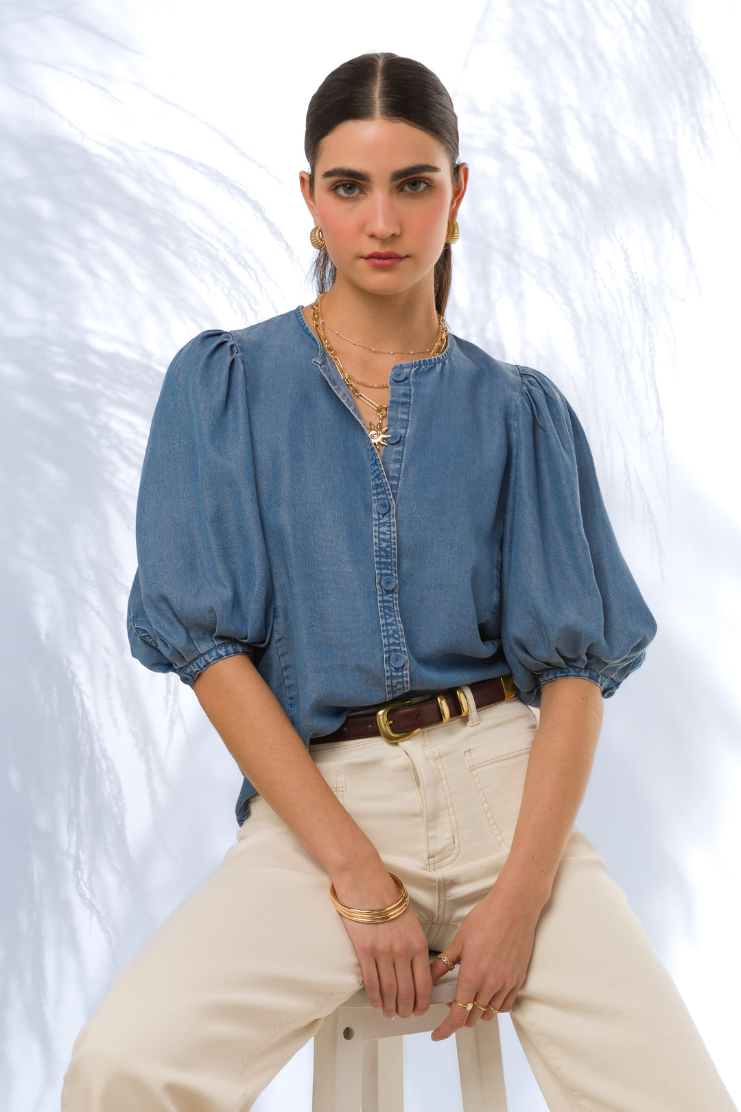 Abina Vintage Havana Blouse - Tops - Velvet Heart Clothing