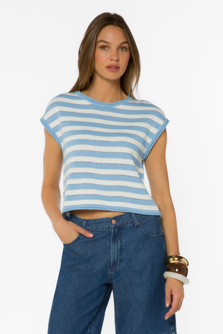 Abree Blue Striped Sweater