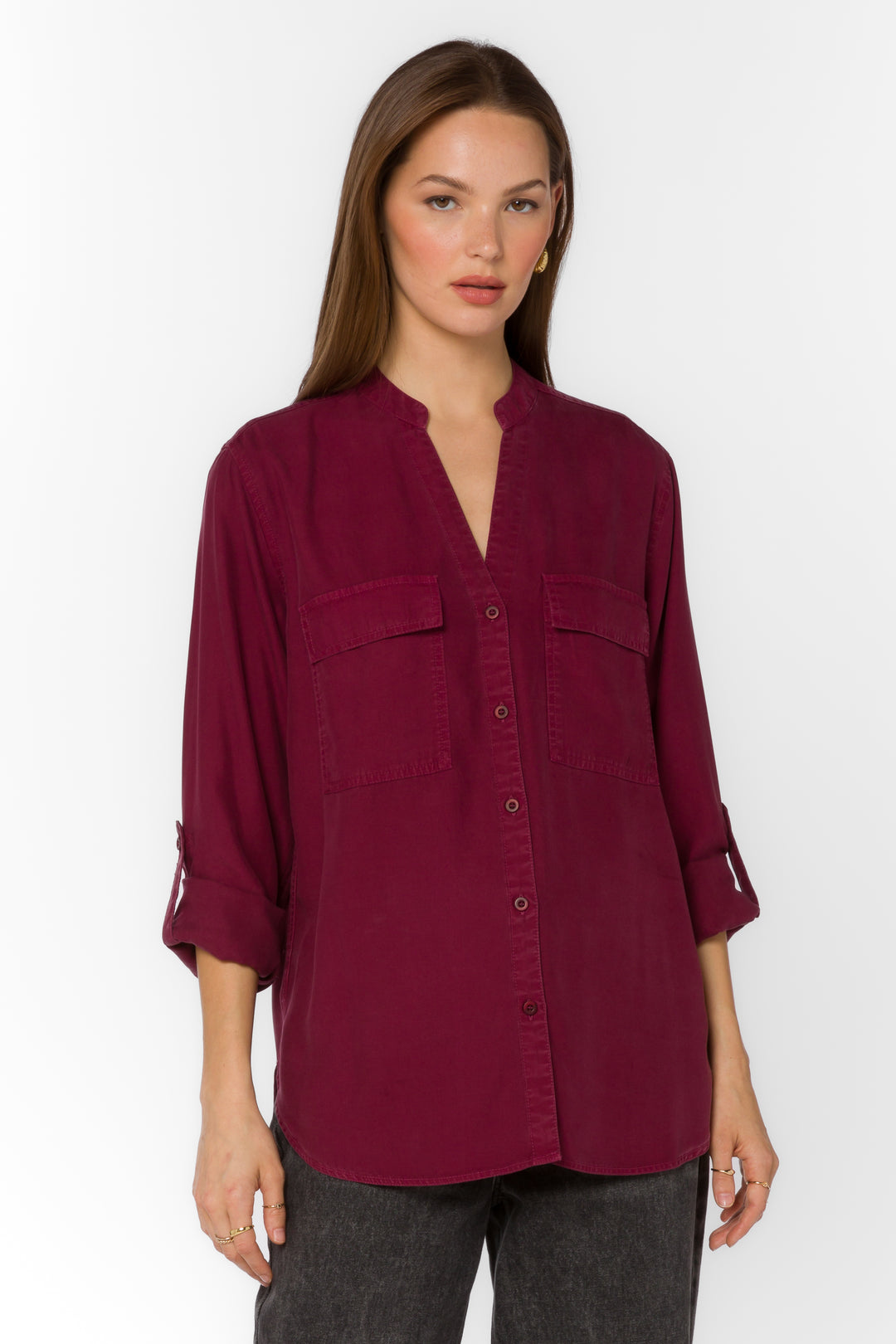 Addilyn Red Sangria Shirt - Tops - Velvet Heart Clothing