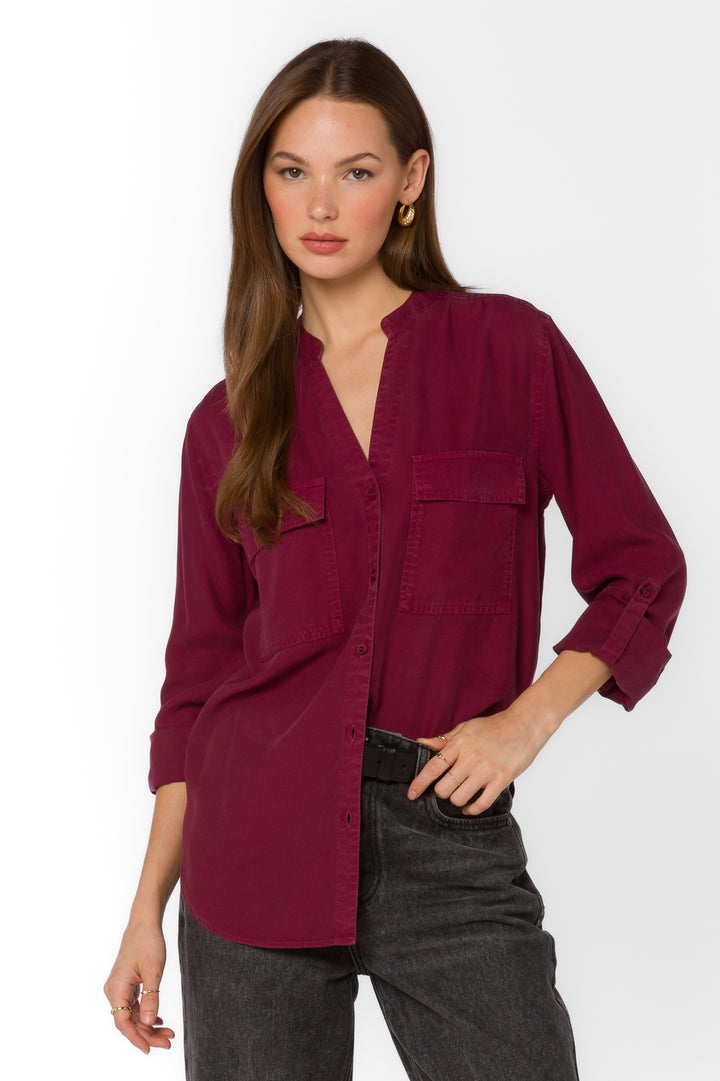 Addilyn Red Sangria Shirt - Tops - Velvet Heart Clothing