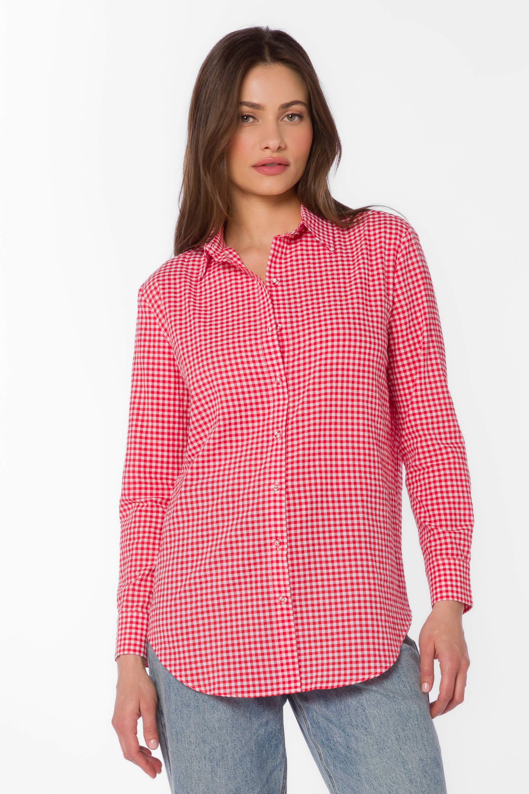 Adelynn Cherry Gingham Shirt – Velvet Heart Clothing