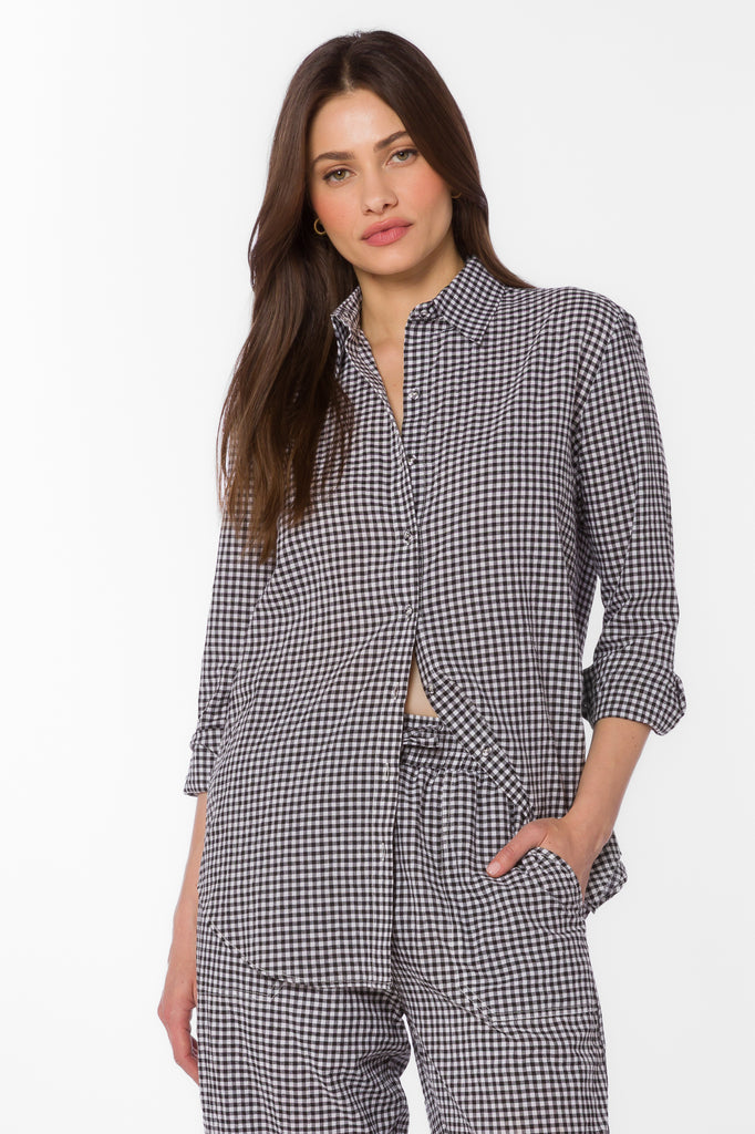 Adelynn Black Gingham Shirt – Velvet Heart Clothing