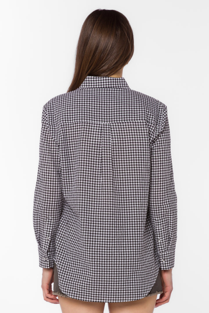 Adelynn Black Gingham Shirt - Tops - Velvet Heart Clothing