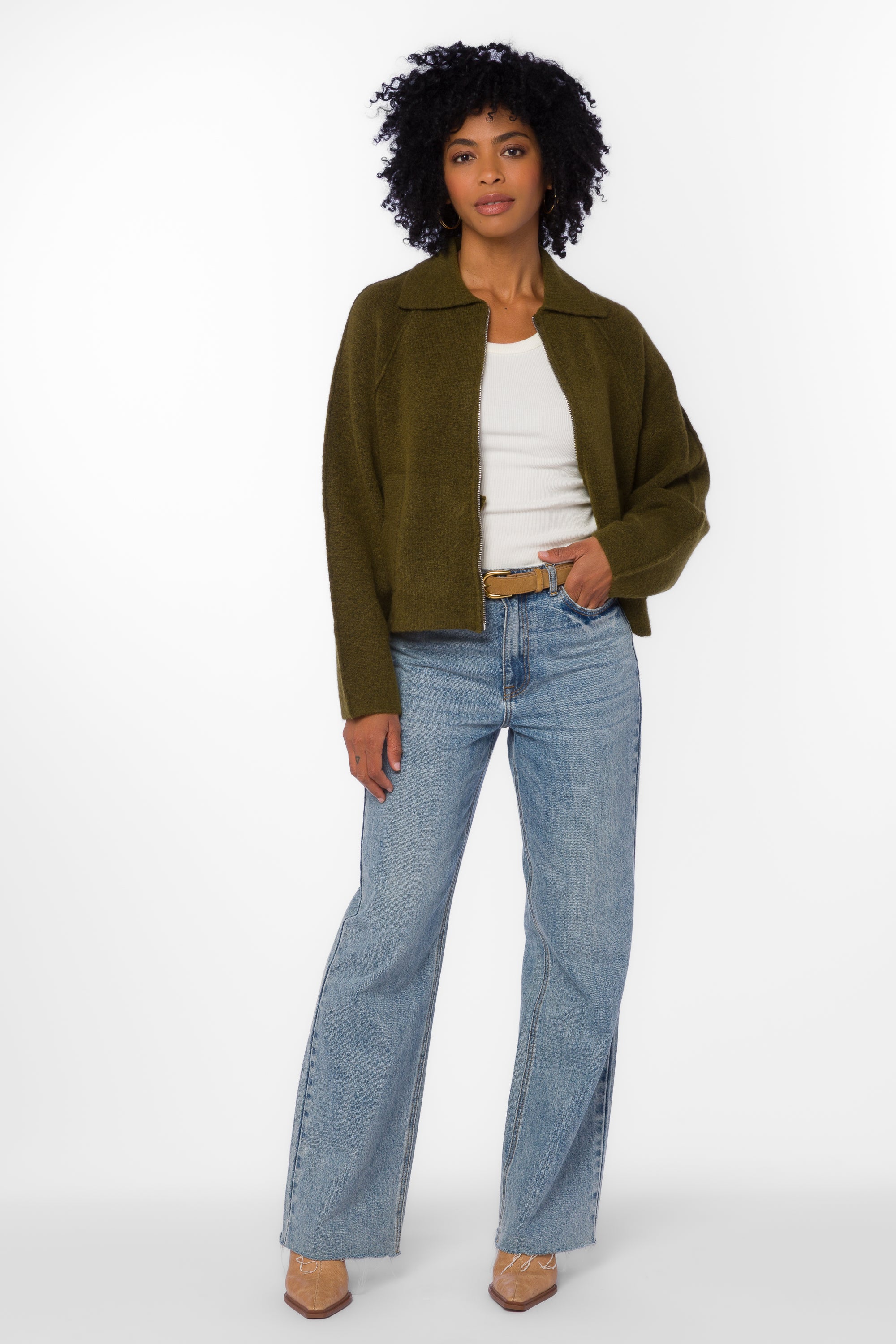 Alexandra Olive Sweater - Sweaters - Velvet Heart Clothing