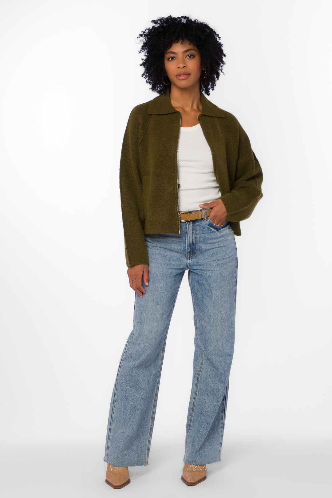 Alexandra Olive Sweater - Sweaters - Velvet Heart Clothing