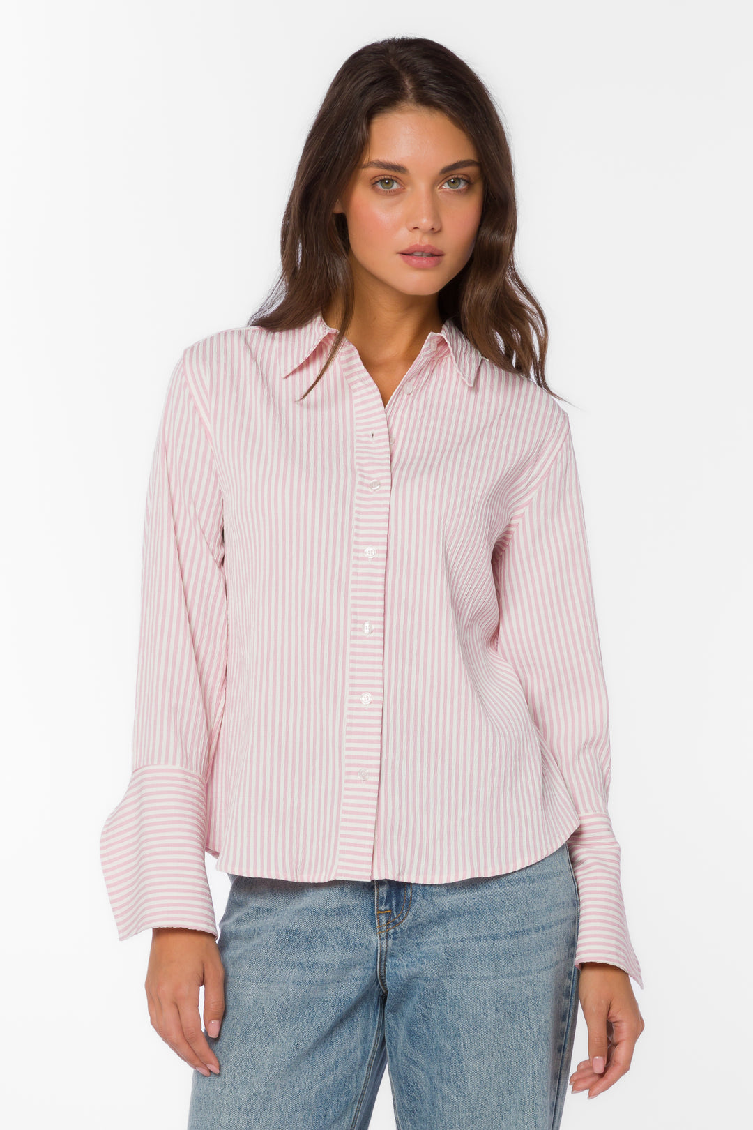 Amaya Pink Stripe Shirt - Tops - Velvet Heart Clothing