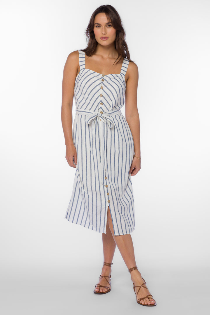 Amber Navy Stripe Dress - Dresses - Velvet Heart Clothing