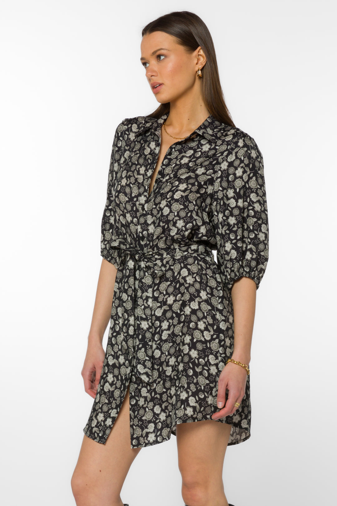 Amelia Black Floral Dress - Dresses - Velvet Heart Clothing