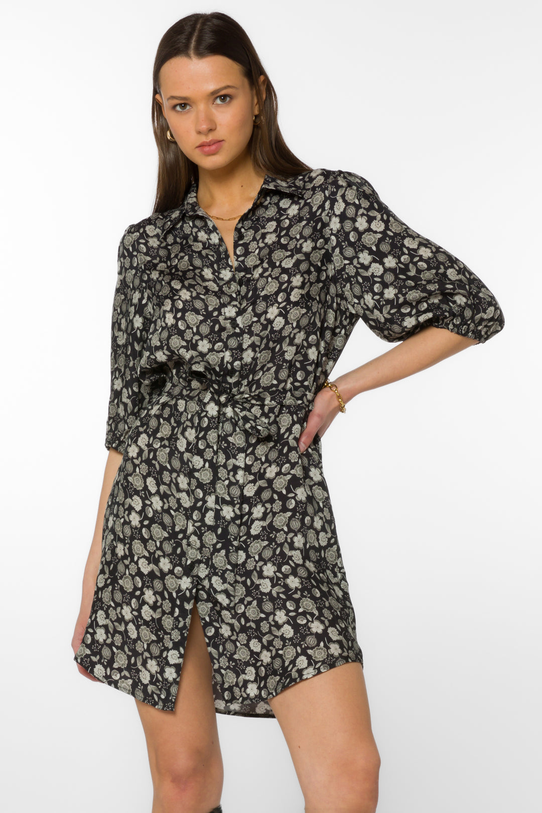 Amelia Black Floral Dress - Dresses - Velvet Heart Clothing