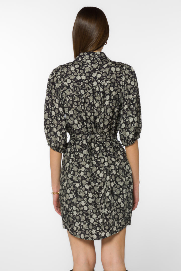 Amelia Black Floral Dress - Dresses - Velvet Heart Clothing