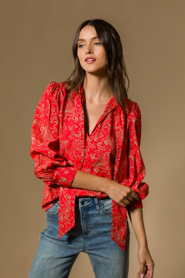 Anastasia Red Paisley Blouse