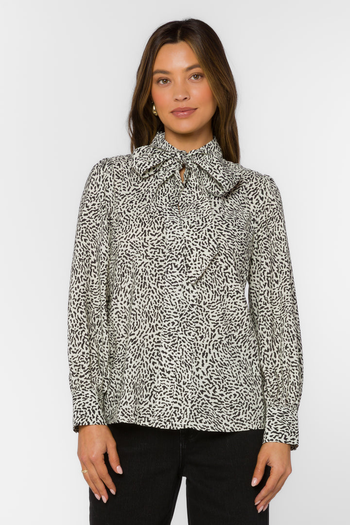Anastasia Ditsy Snow Leopard Top - Tops - Velvet Heart Clothing