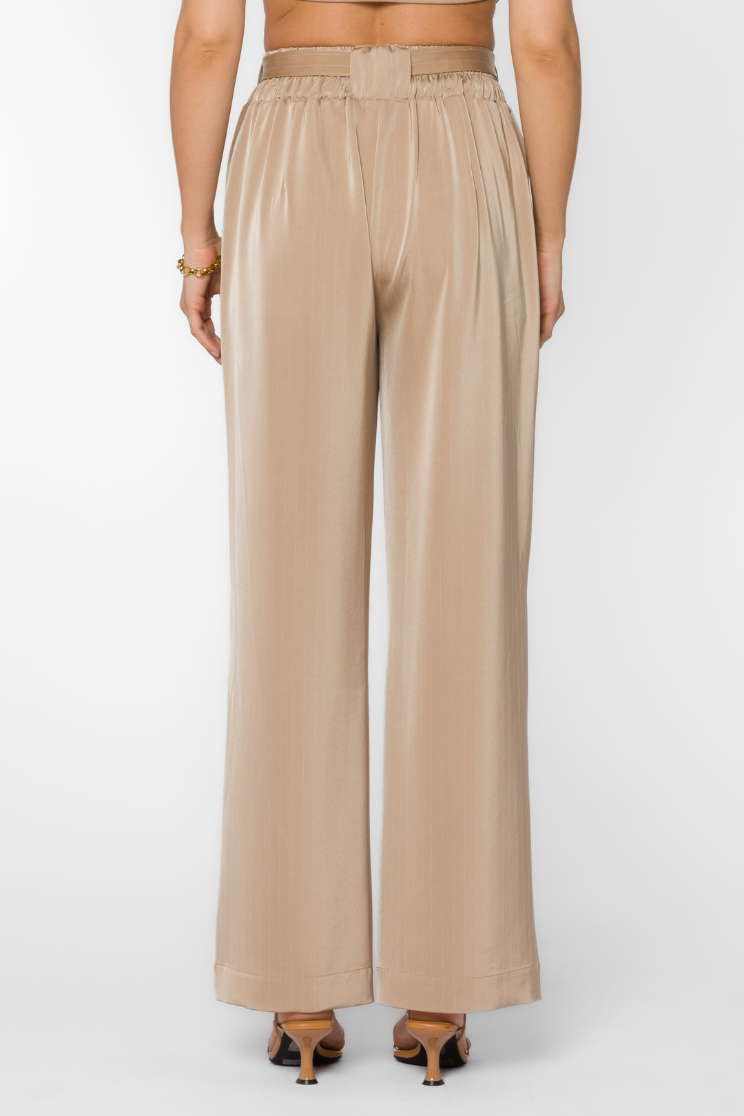 Angeline Taupe Stripe Pant - Bottoms - Velvet Heart Clothing