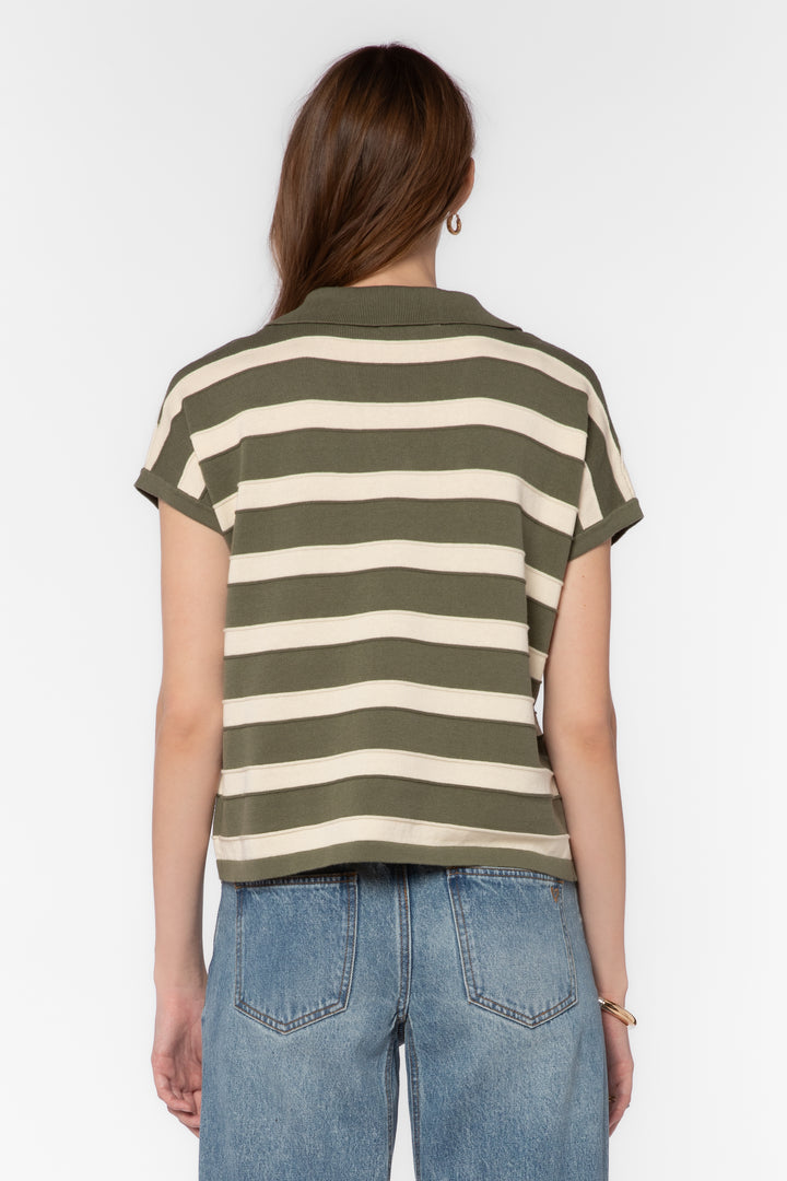Annabelle Olive Stripe Top