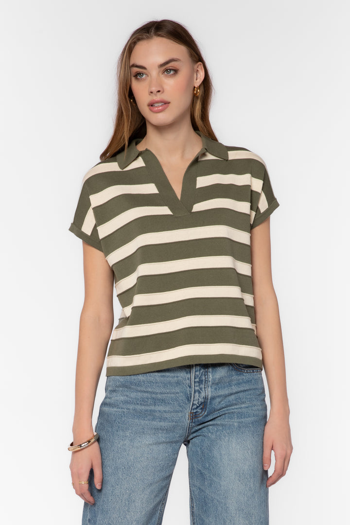 Annabelle Olive Stripe Top