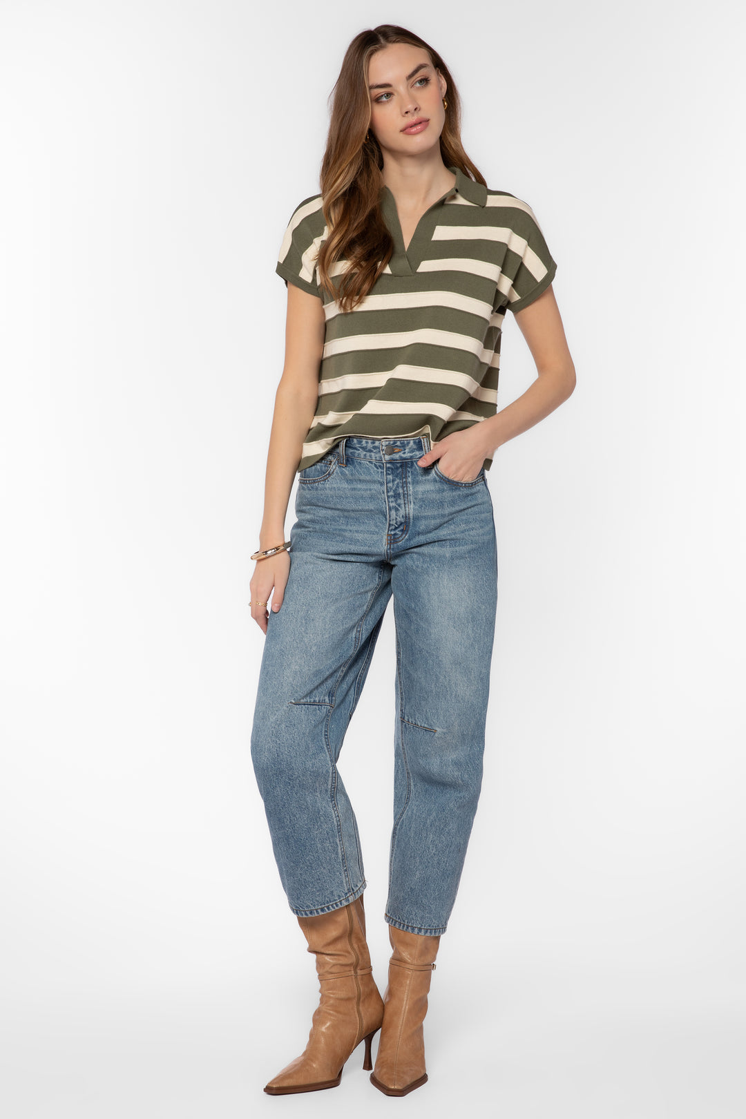 Annabelle Olive Stripe Top