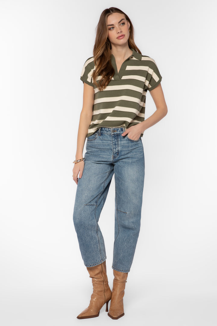 Annabelle Olive Stripe Top
