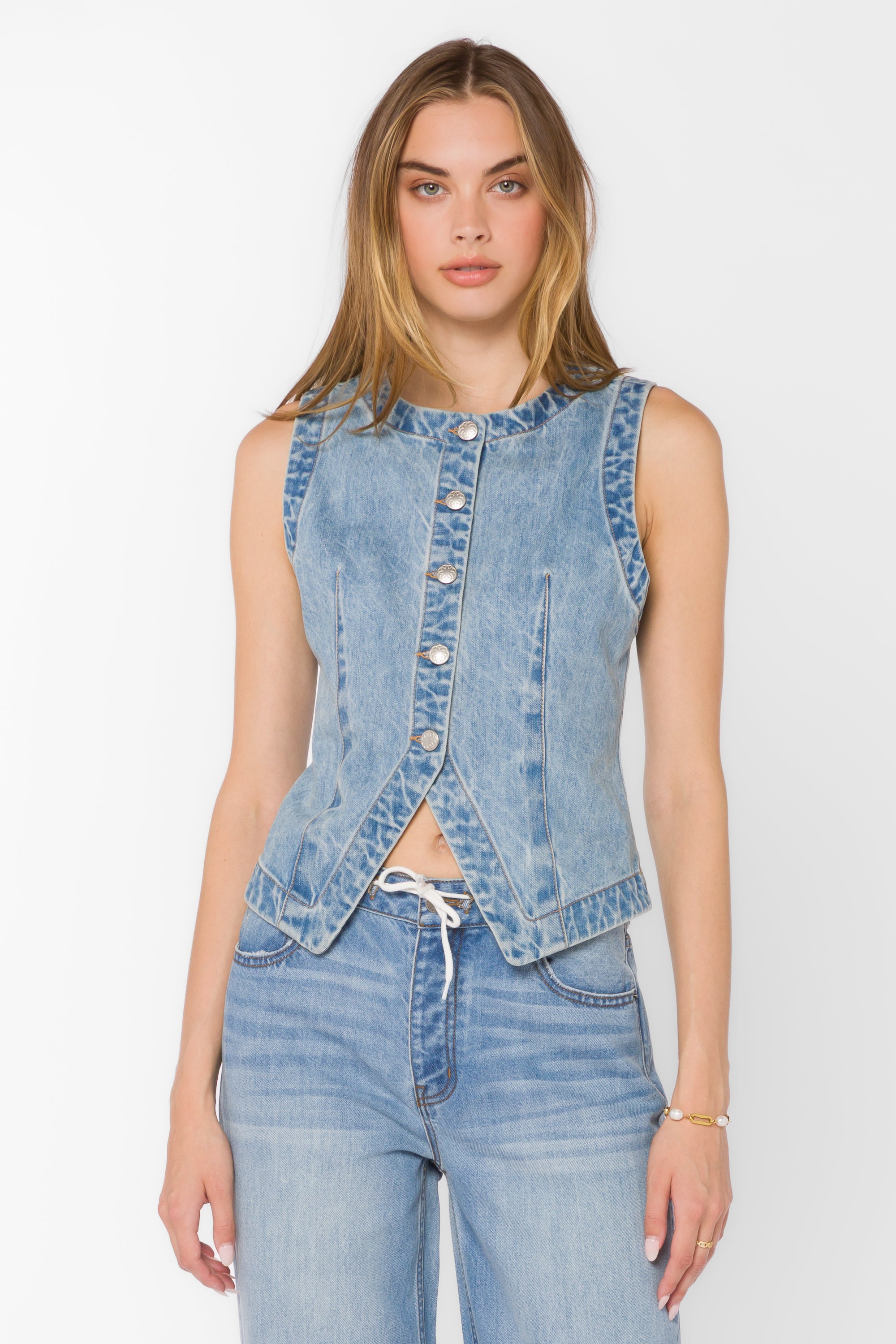 Ardel Blue Vest - Tops - Velvet Heart Clothing