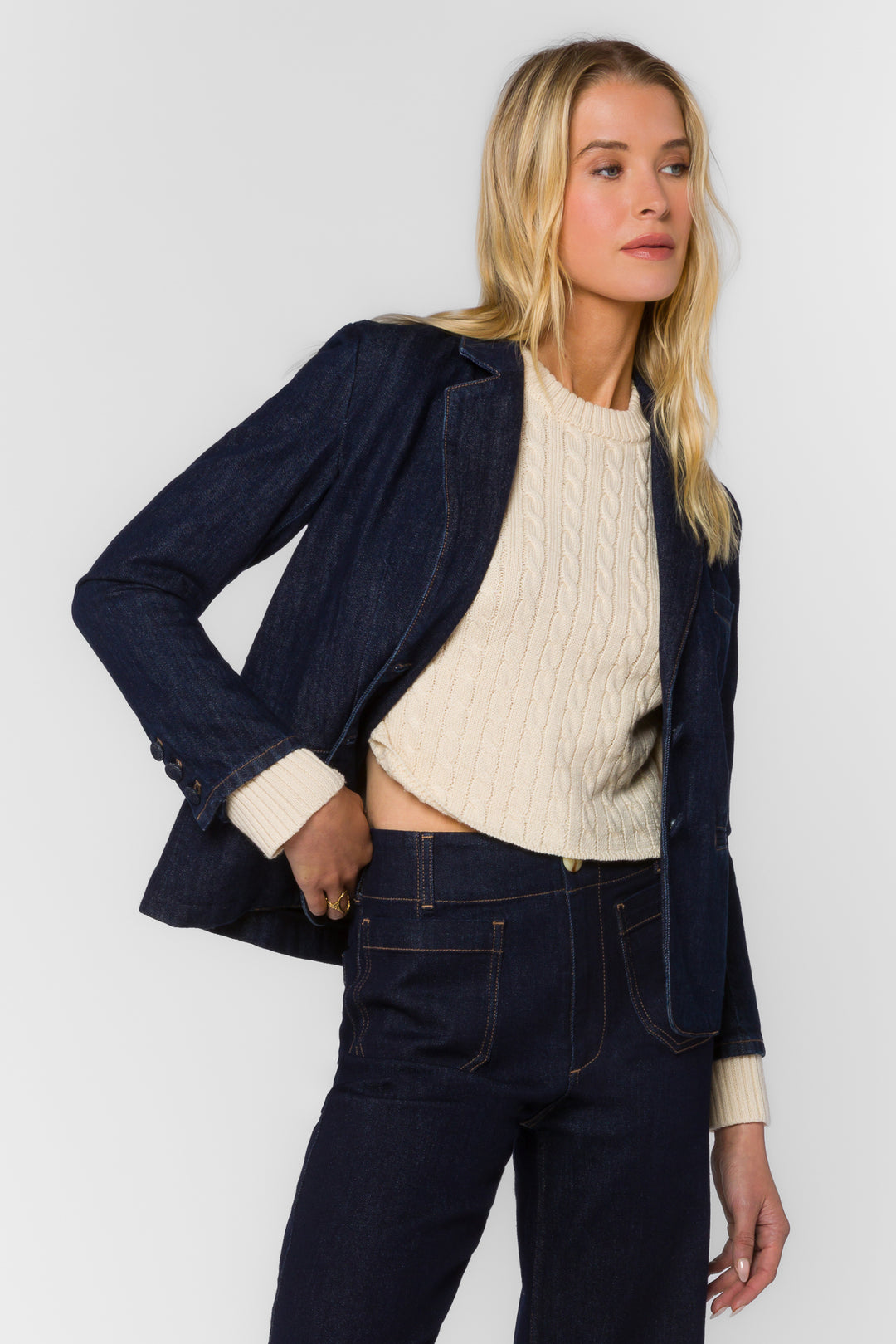 Aristide Raw Blue Blazer - Jackets & Outerwear - Velvet Heart Clothing