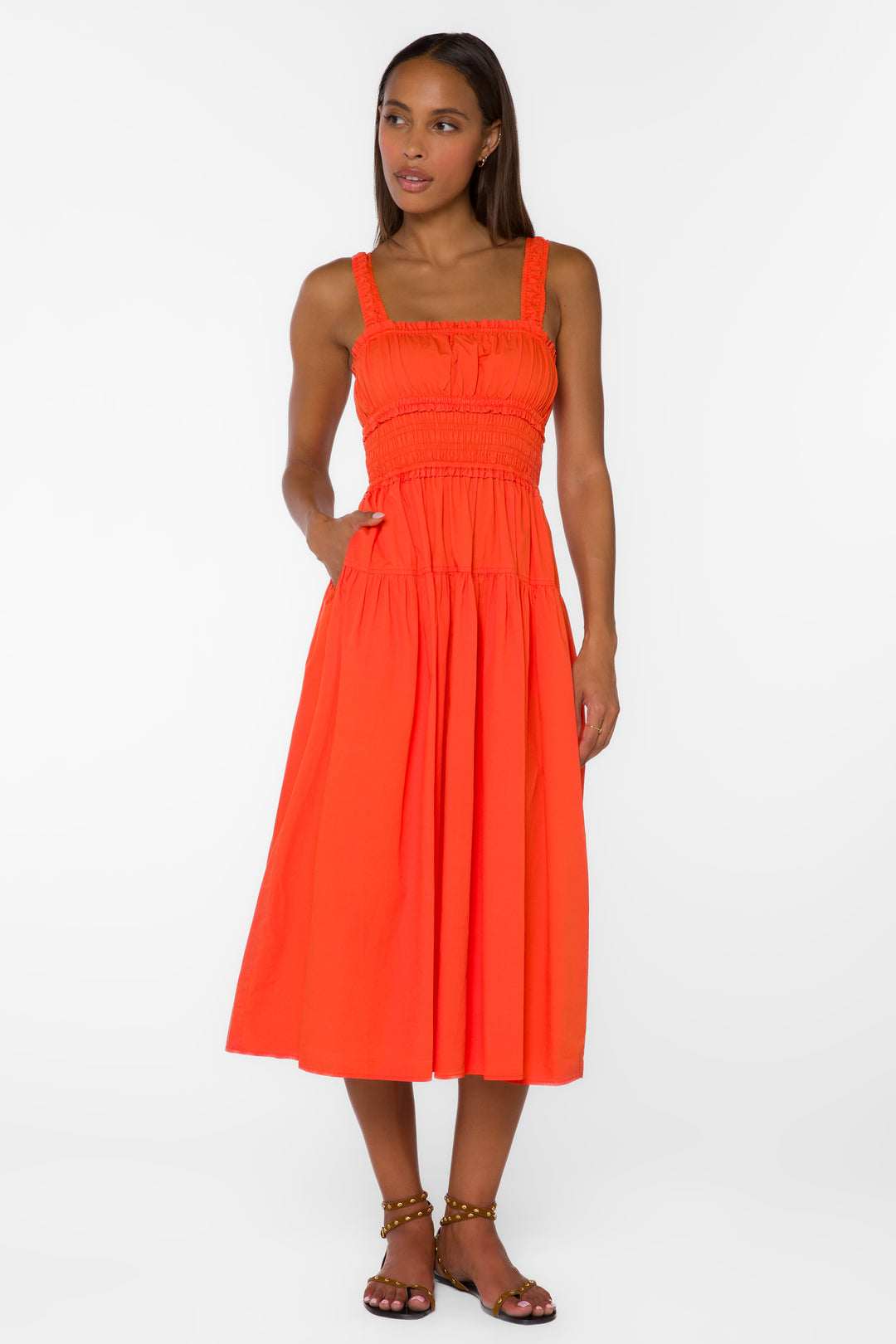 orange velvet midi dress Burnt Orange Velvet V-Neck Bridesmaid Dress Sheath Midi