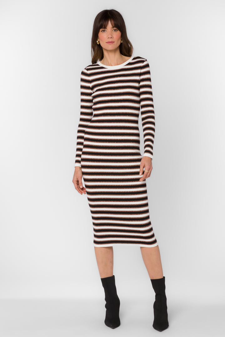 Aubriana Gold Stripe Dress - Dresses - Velvet Heart Clothing