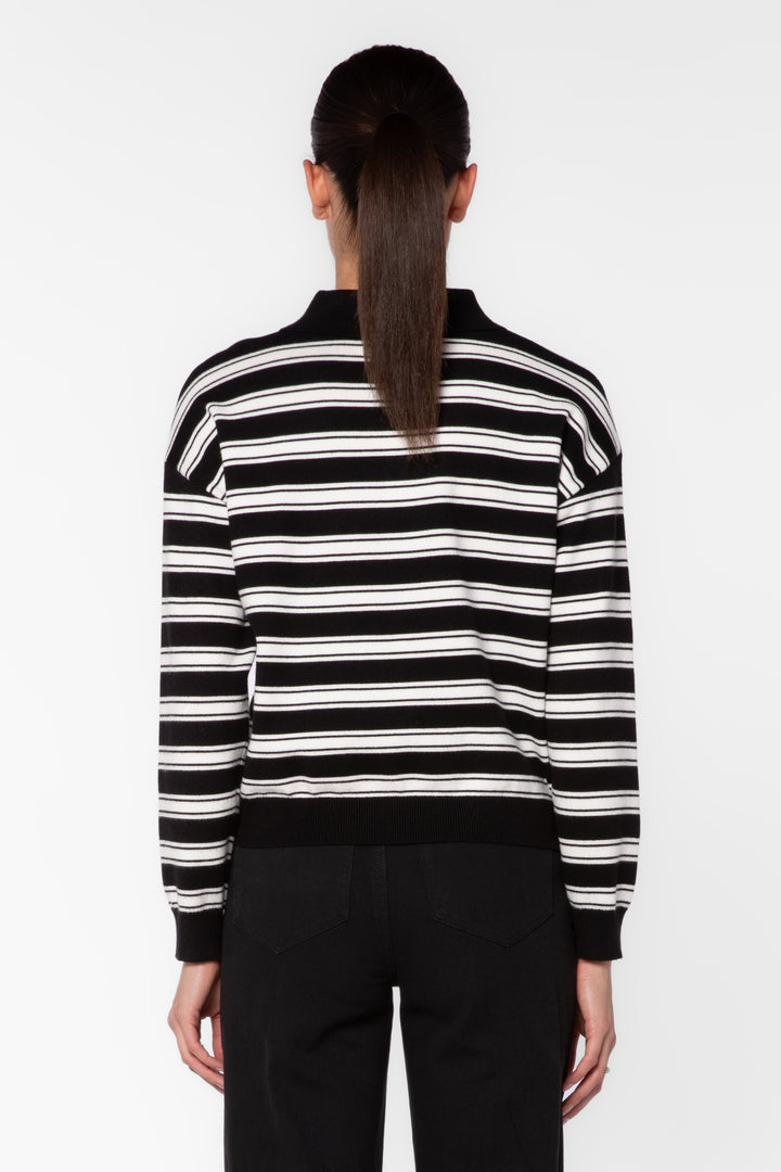 Aubrina Black Rugby Stripe Sweater