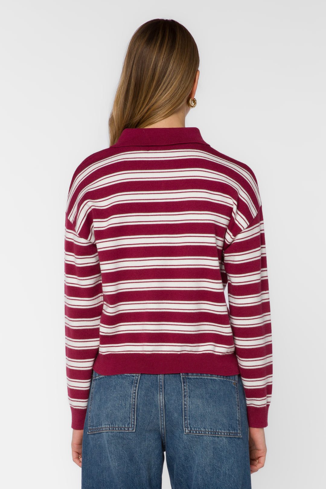 Aubrina Red Rugby Stripe Sweater