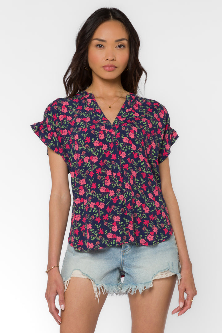 Avery Multi Floral Top - Tops - Velvet Heart Clothing